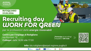 Recruiting day WORK FOR GREEN per le professioni delle energie rinnovabili presso il Centro per l'Impiego di Rutigliano, 19/02/2026